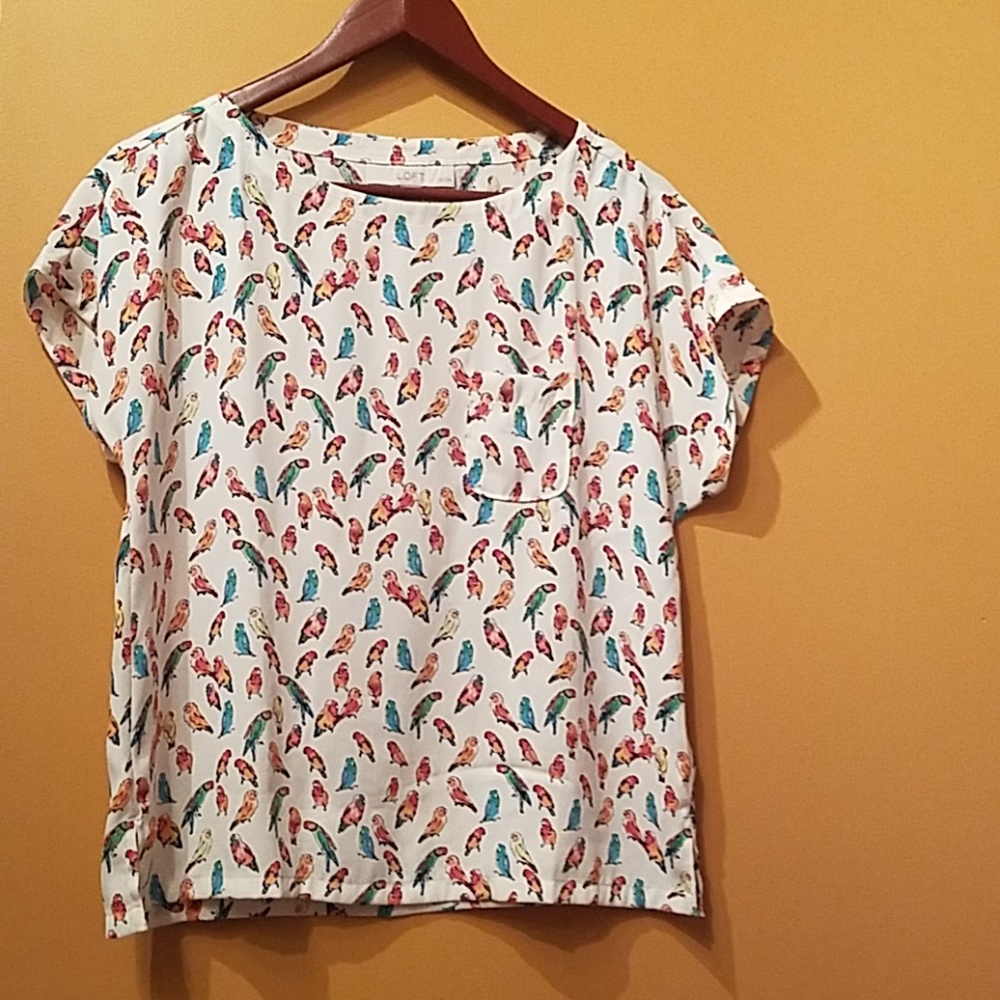 EUC loft blouse parrot print